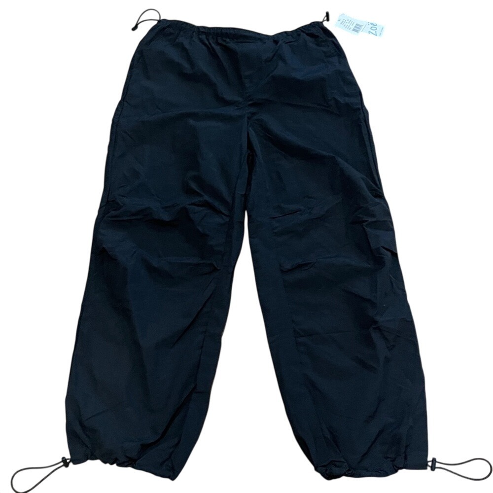 Zoe by Zoe +‎ Phoebe Black Baggy Nylon Drawstring Pants Large NWT